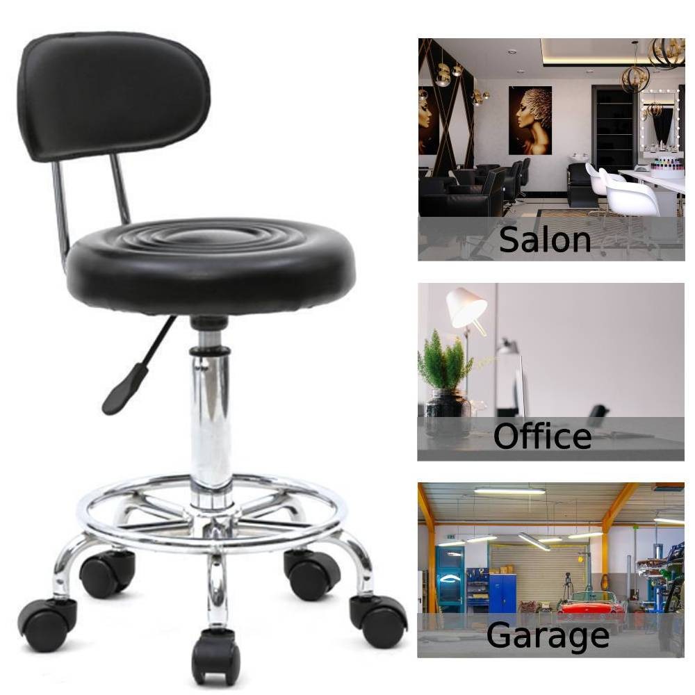 Rolling Garage Stool Adjustable Mechanic Work Shop Seat Salon Swivel Chair Black