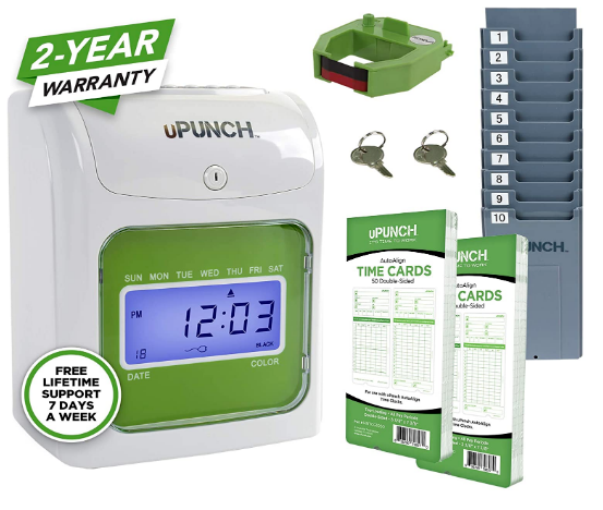 Office Time Clock Machine Auto Payroll Employee Card System Electronic Day Track
