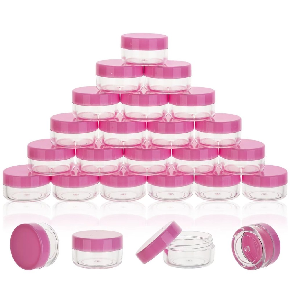 25 Count 5 Gram Sample Containers, Clear Lip Balm Containers with Lids, Small...