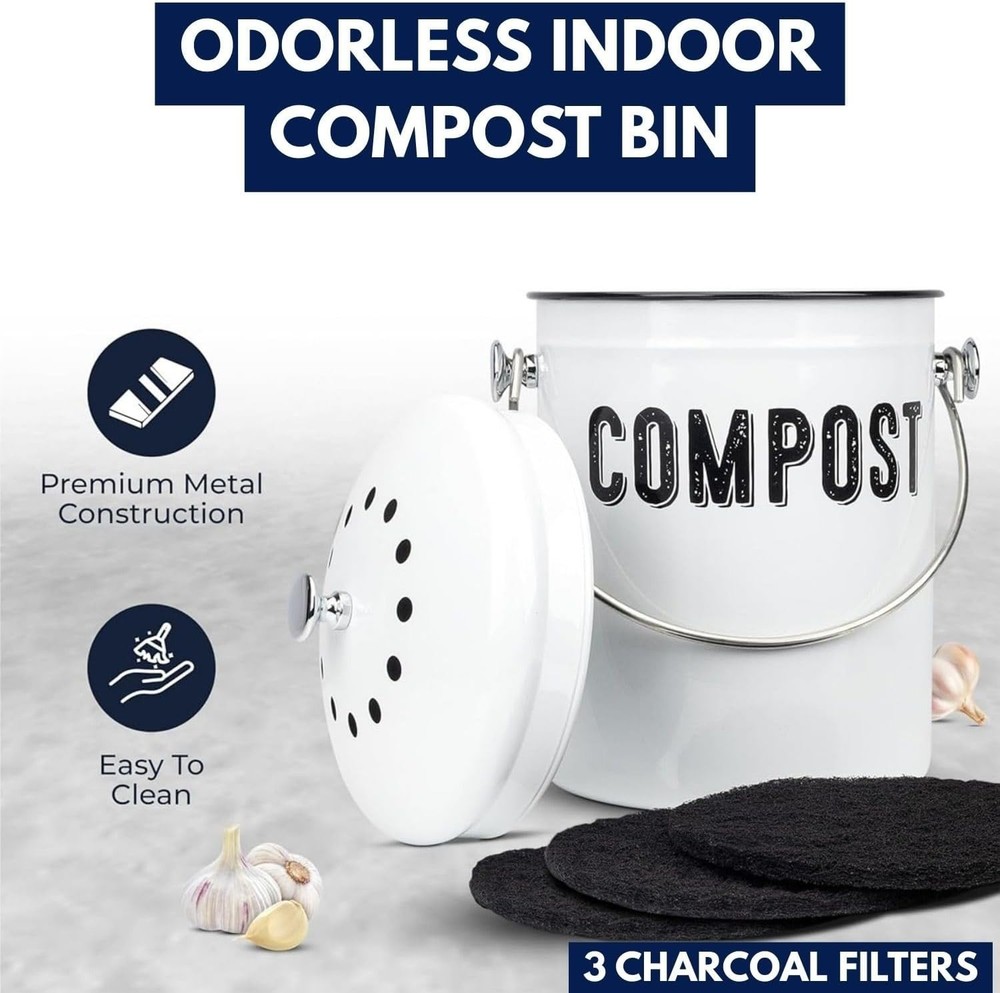Rust-Proof Countertop Compost Bin - 1.3 Gal