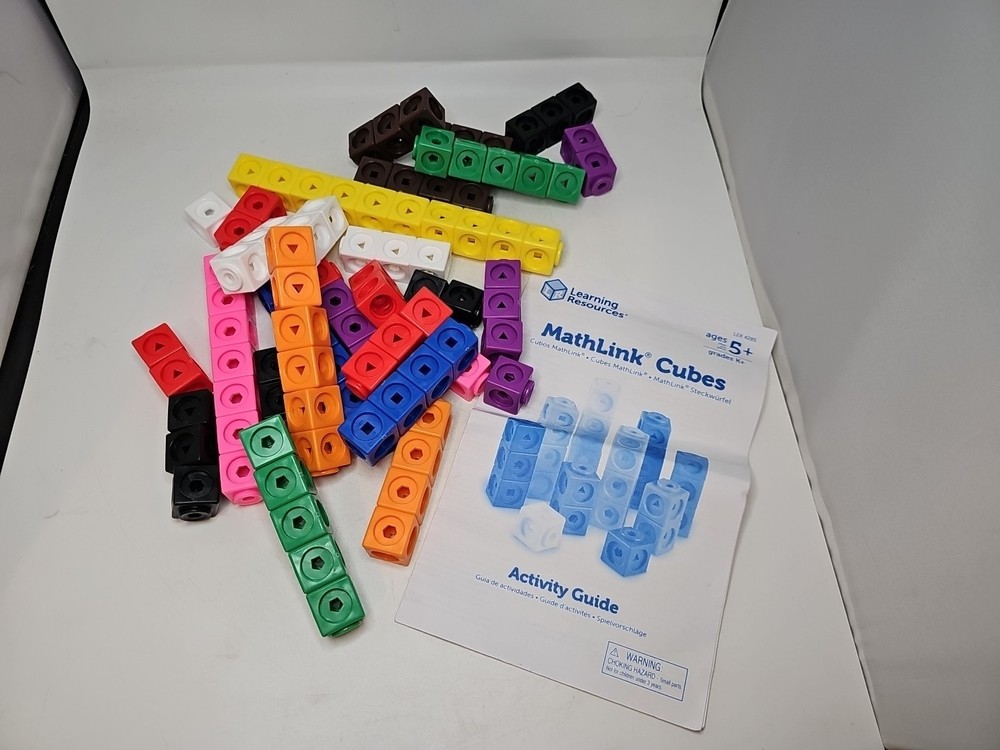 Learning Resources Math Link Cubes Colors Math Manipulatives w book preowned