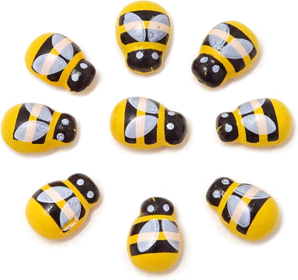 100PCS Flatback Self Adhesive Tiny Wooden Bee Embellishments for Bee Theme Brida