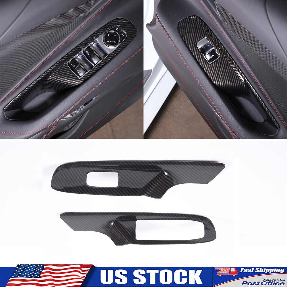 ABS Carbon Fiber window lift panel switch cover Trim For Corvette C8 Convertible