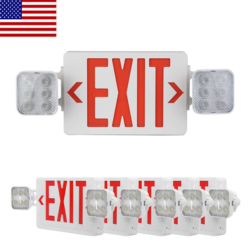 6PACK LED Exit Sign Emergency Light w/Battery Backup Adjustable Square Head