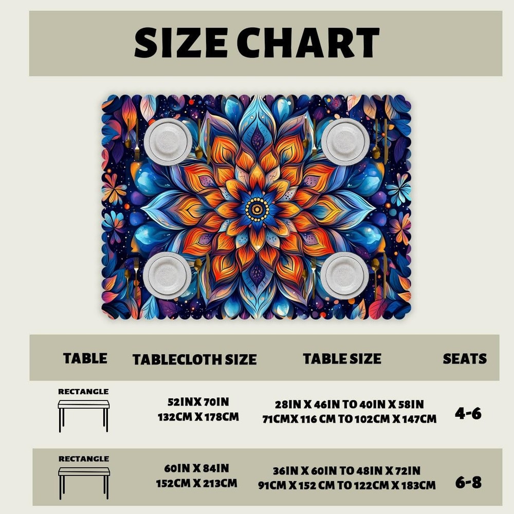 Mandala Decorative Rectangle Table Cloth 70" x 52" (Rectangular), Mandala_20