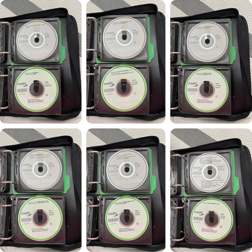 59 Microsoft Developer Network MSDN Discs Library Bulk Lot Binder