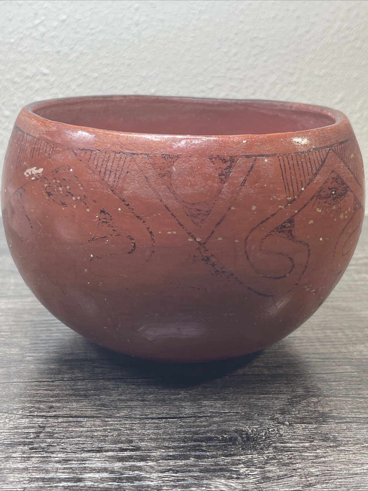 VTG Hopi Native American Hand Painted Vessel Jar Bowl Pottery Unsigned6”x4”tall￼