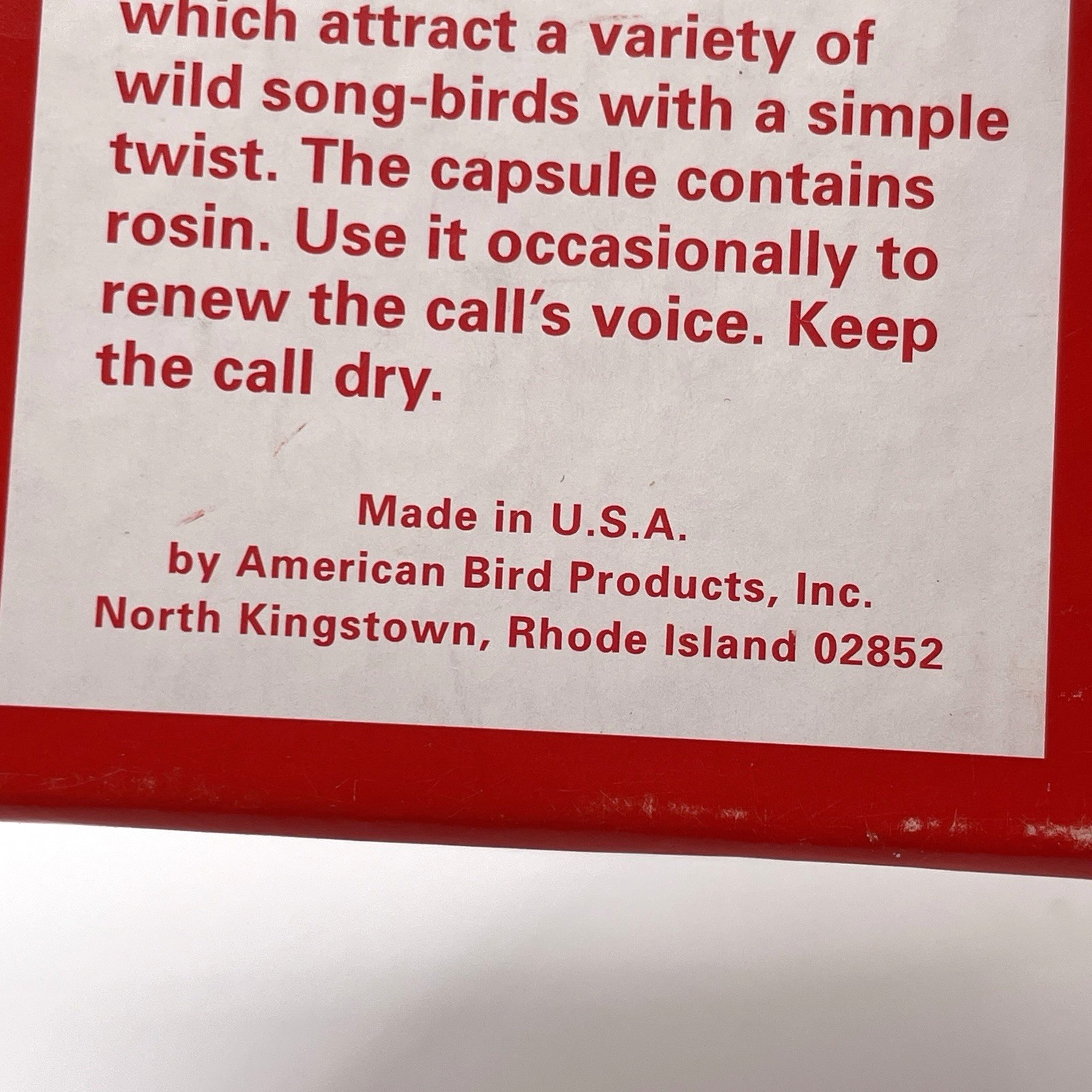 Vintage Audubon Bird Call Twist Whistle in Box