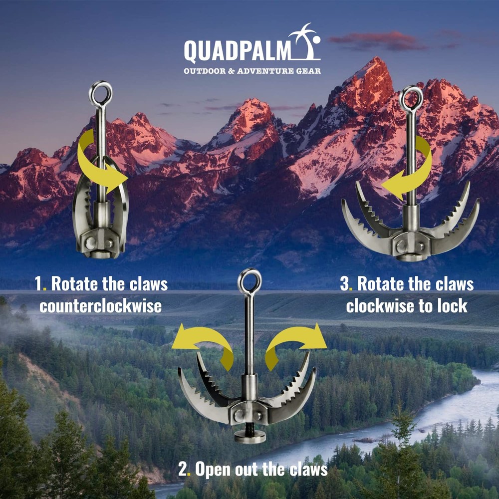 Stainless Steel Foldable Grappling Hook – Multifunctional compact, silver