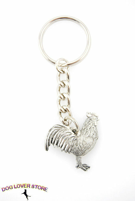 Rooster Pewter Keychain
