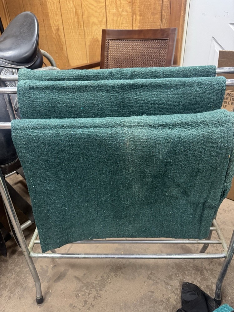3 Green Western Saddle Blankets (single weave)