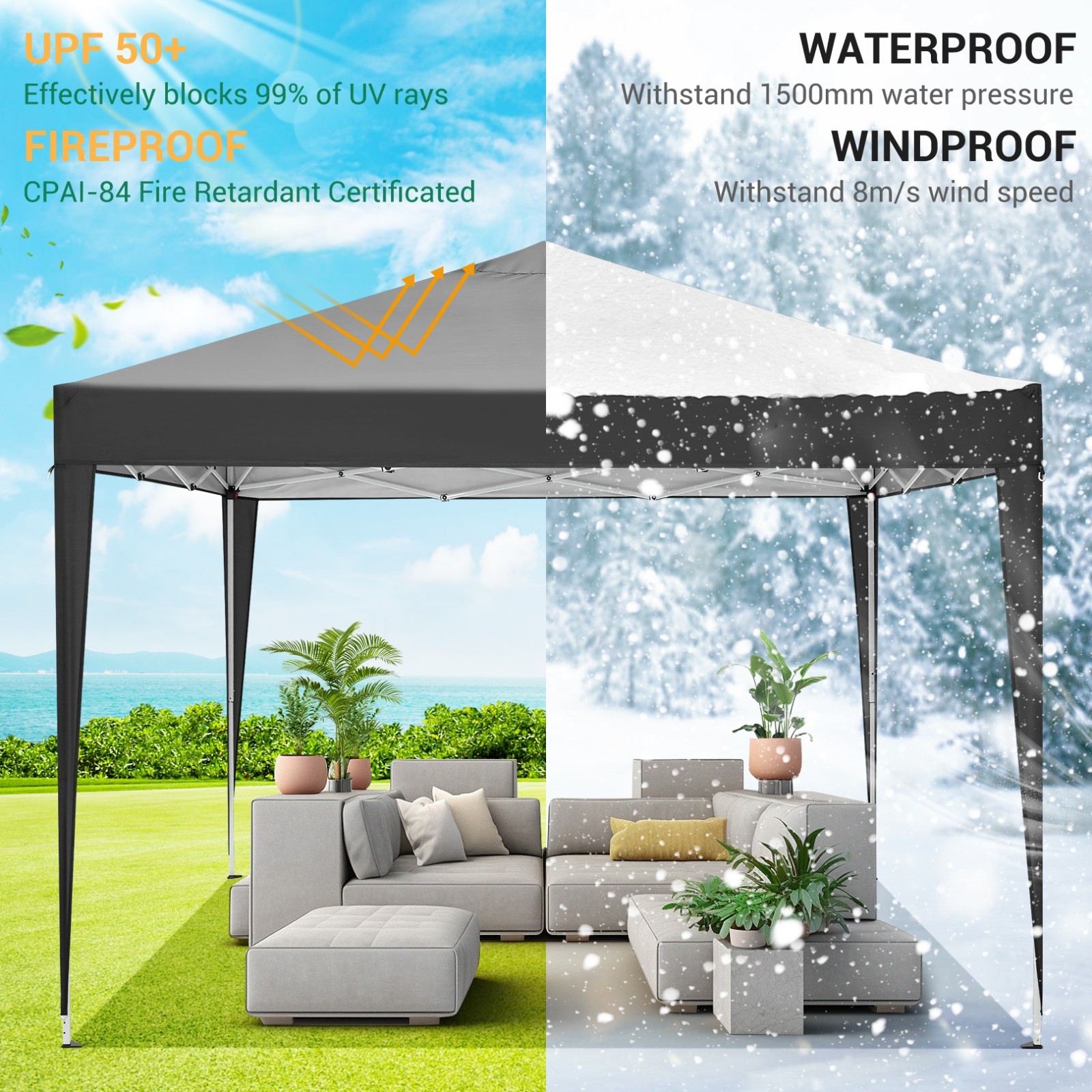 10x10FT Pop Up Canopy Tent with 4 Removable Sidewalls Waterproof Commercial NEW