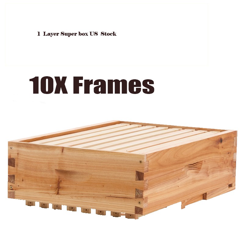 100% Beeswax Beehive 10 Frame Add-On Super, 10 Deep Frames Langstroth Beekeeping