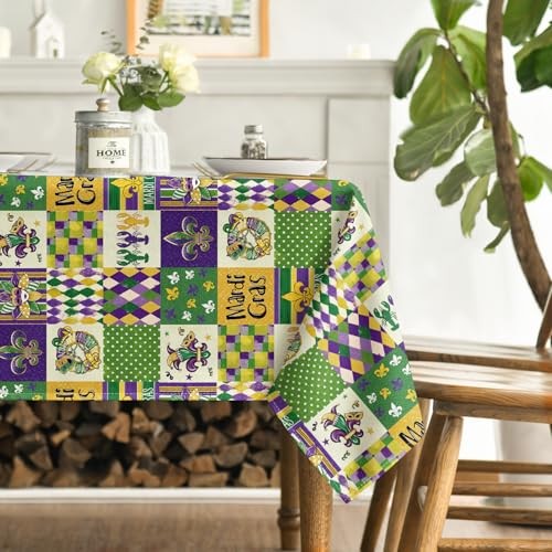 Mardi Gras Tablecloth 60×84 Inch Rectangular, 60" x 84" (Rectangular) Purple