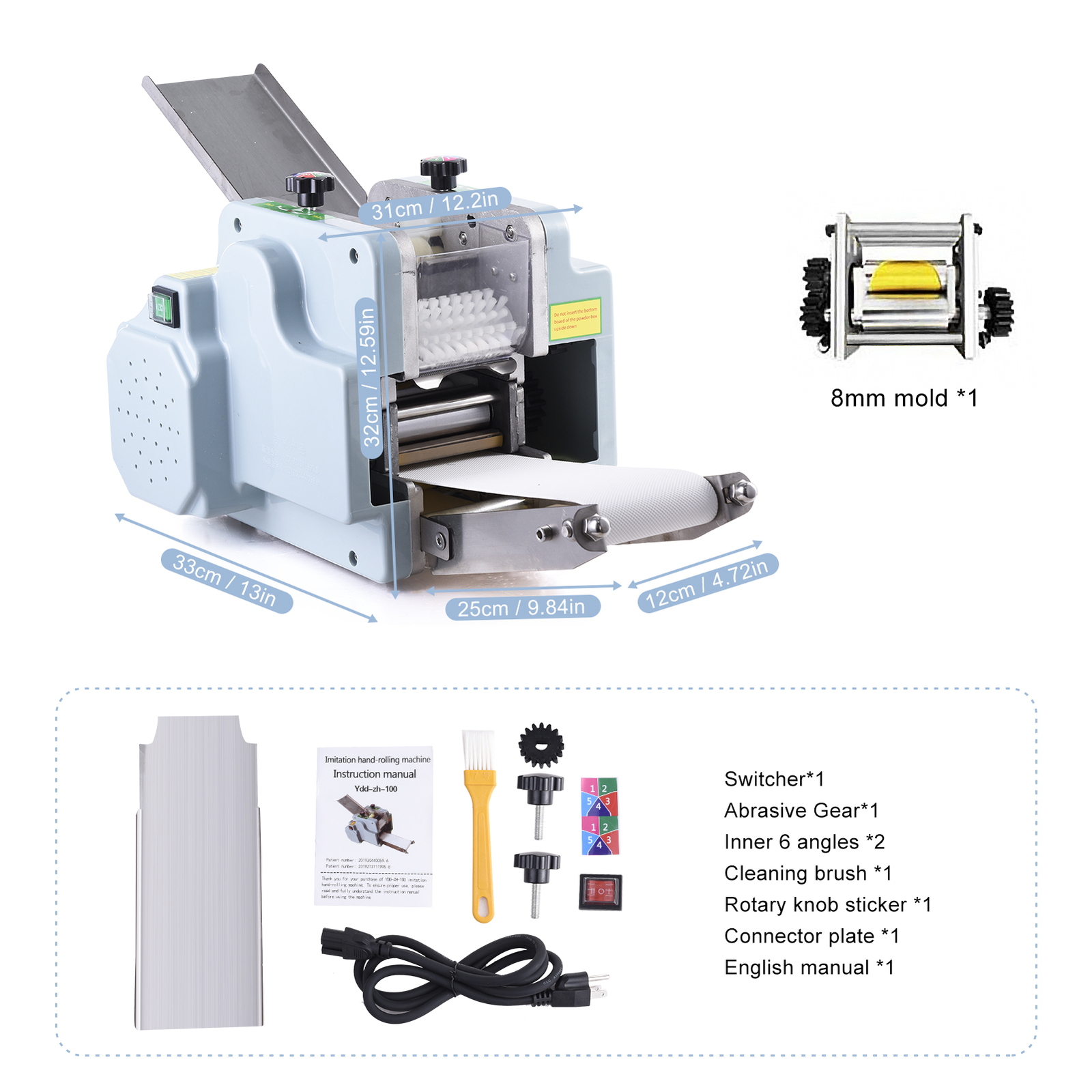Automatic Dumpling Skin Machine Dumpling Wrapper Maker with 8mm Model 110V New-
