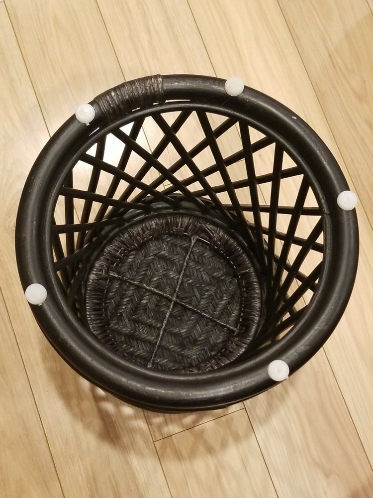 Handmade Black Rattan Wicker Stool