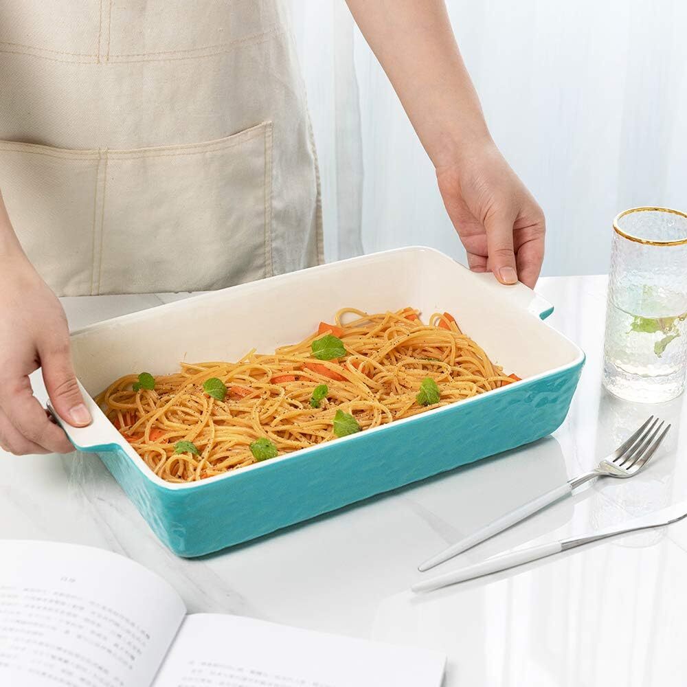 Baking Dish, Rectangular Casserole Dish for Oven, Lasagna Pan Deep Aquamarine