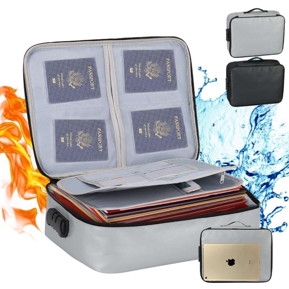 2000℉ Fire Proof money Bag Fireproof Document Pouch Waterproof Safe Cash US