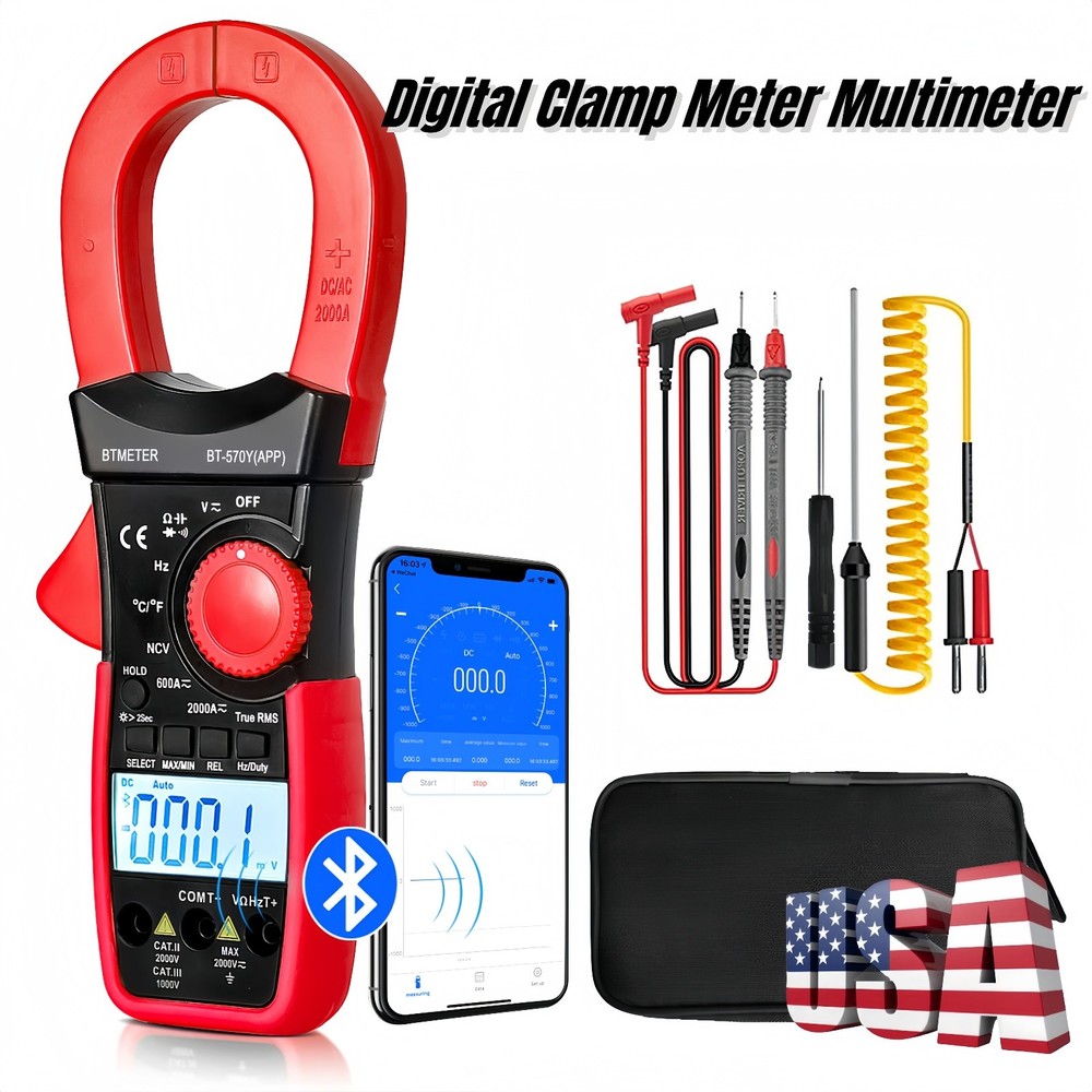 Digital Clamp Meter Multimeter TRMS 60A-1000A AC/DC Current Voltage Amp Tester
