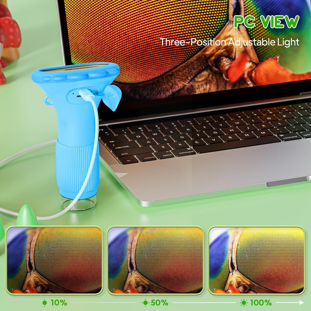 Kids Microscope, Pocket Portable Microscope with 2'' Inch Screen - Powerful Hand