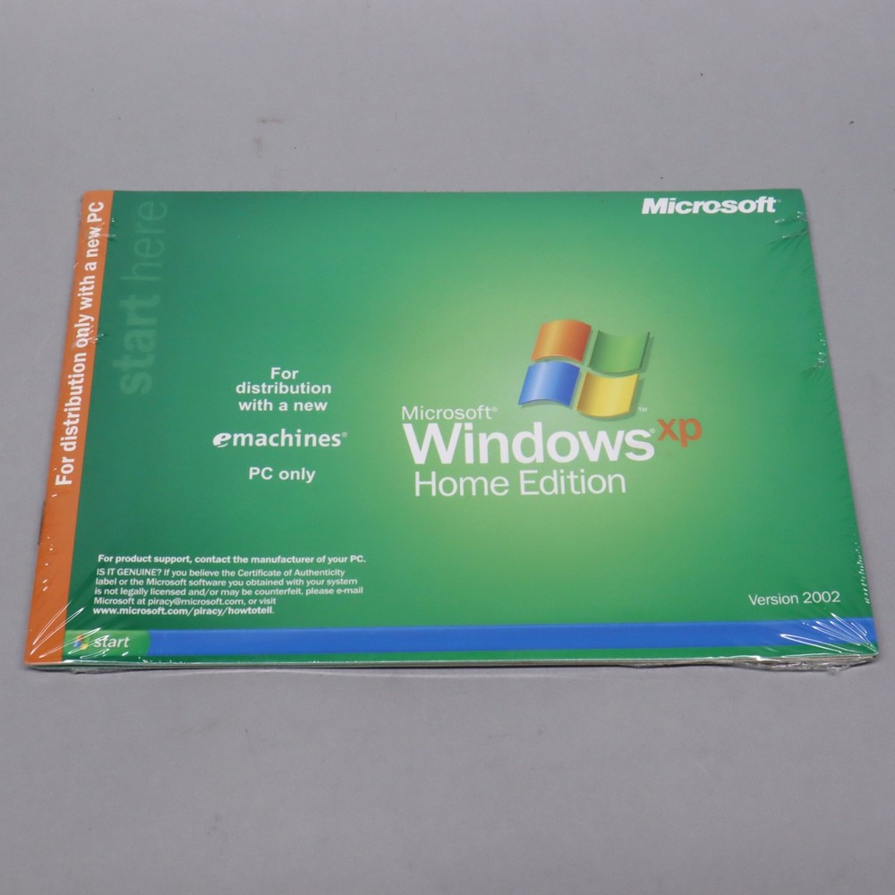 NEW Sealed Microsoft Windows XP Home Edition Version 2002 emachines CD Manual