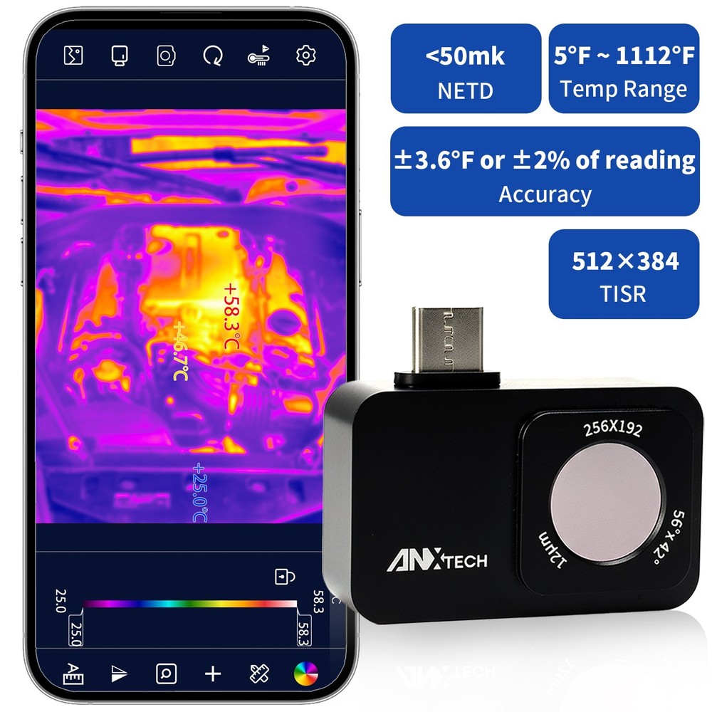 ANXTECH Mini Thermal Camera for Android 512x384 TISR Resolution Infrared Camera
