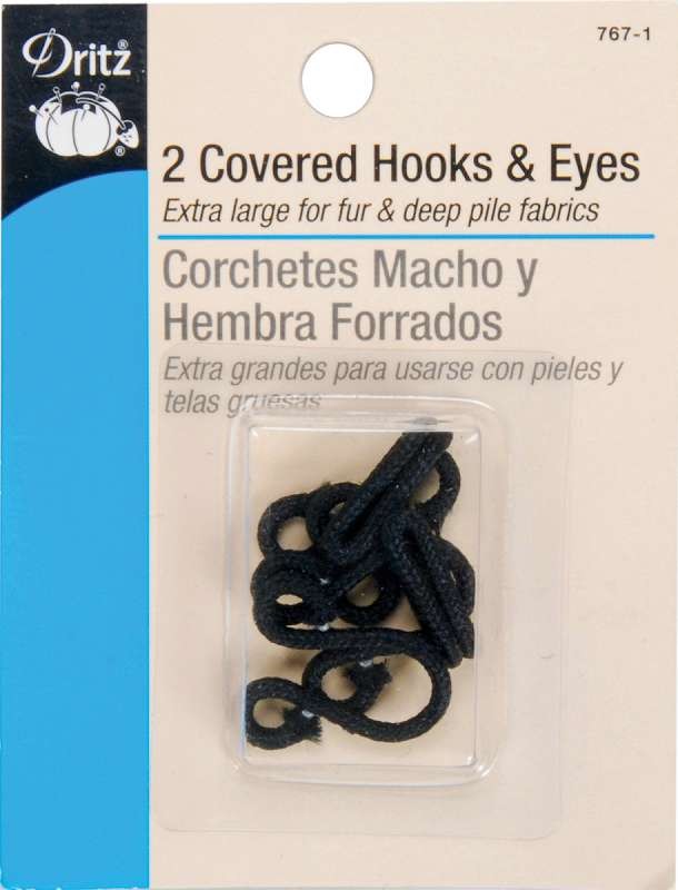 Covered Hooks & Eyes 2/Pkg Black