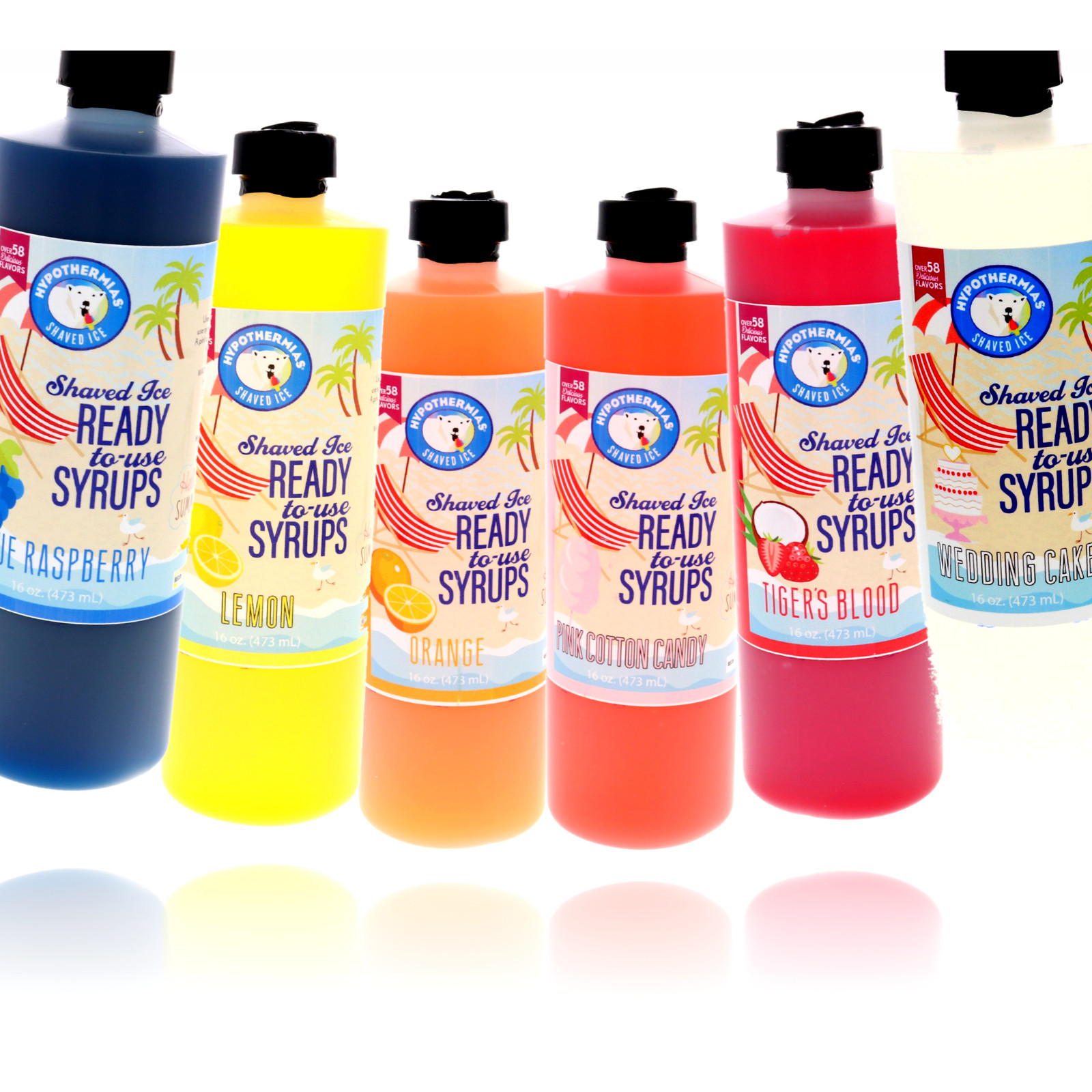Shaved Ice Syrup Snow Cone Syrup Hypothermias Flavors 6 Pack (96 Fl Oz Total)