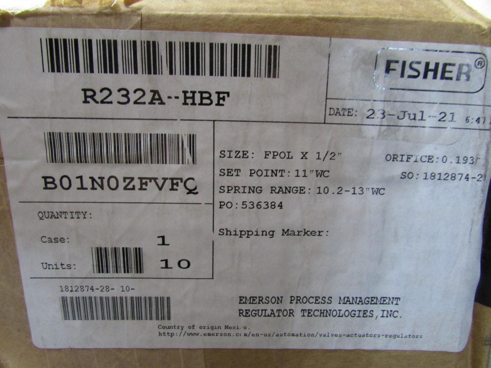 Emerson-Fisher 2-Stage LP Gas Propane Regulator Valves 550K BTU FPOL x 1/2" NPT