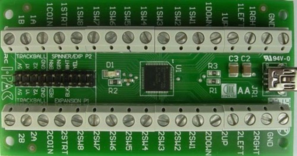 I-PAC2 Interface PCB with USB Cable - Connects Arcade Devices to a PC