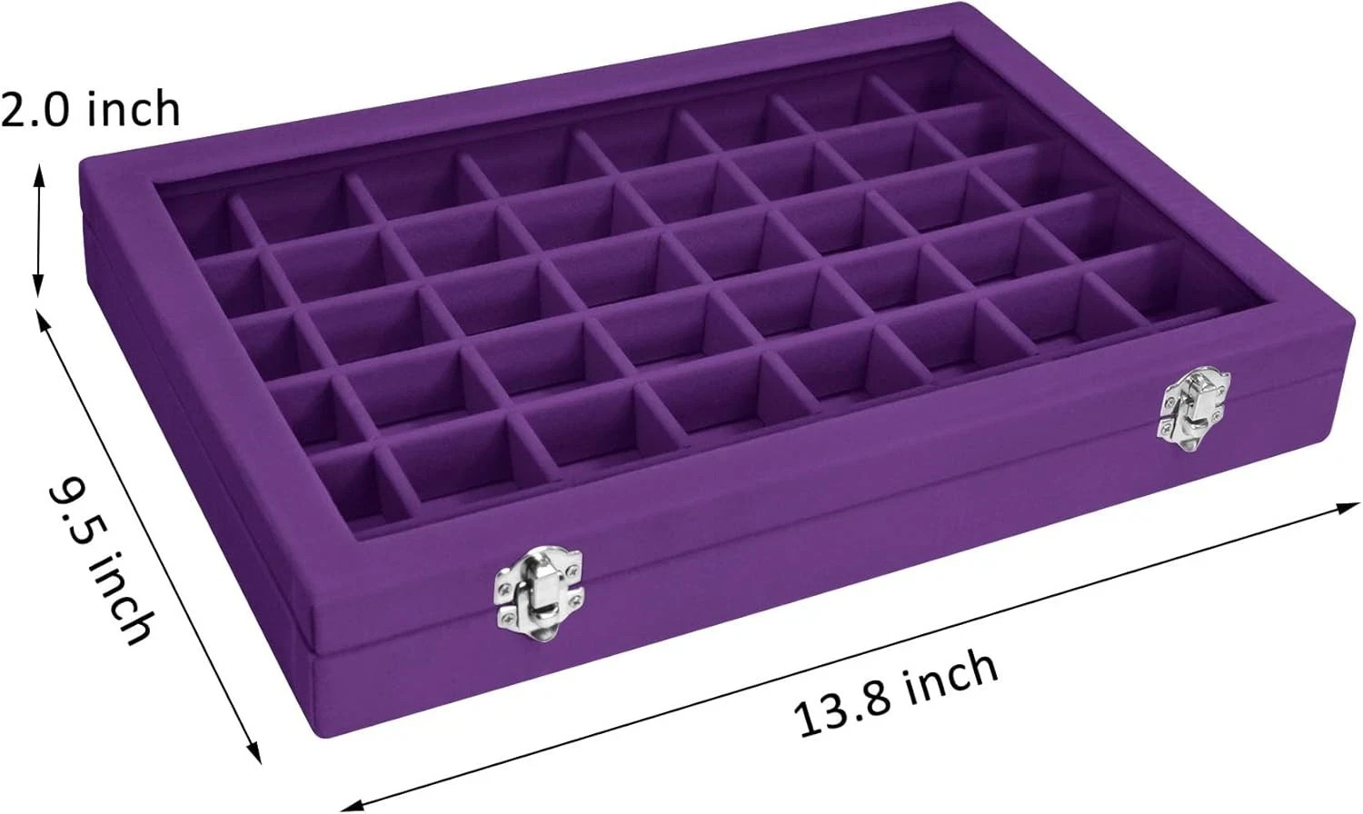Velvet Jewelry Tray 48 Compartments Jewelry Display Organizer with Transparent