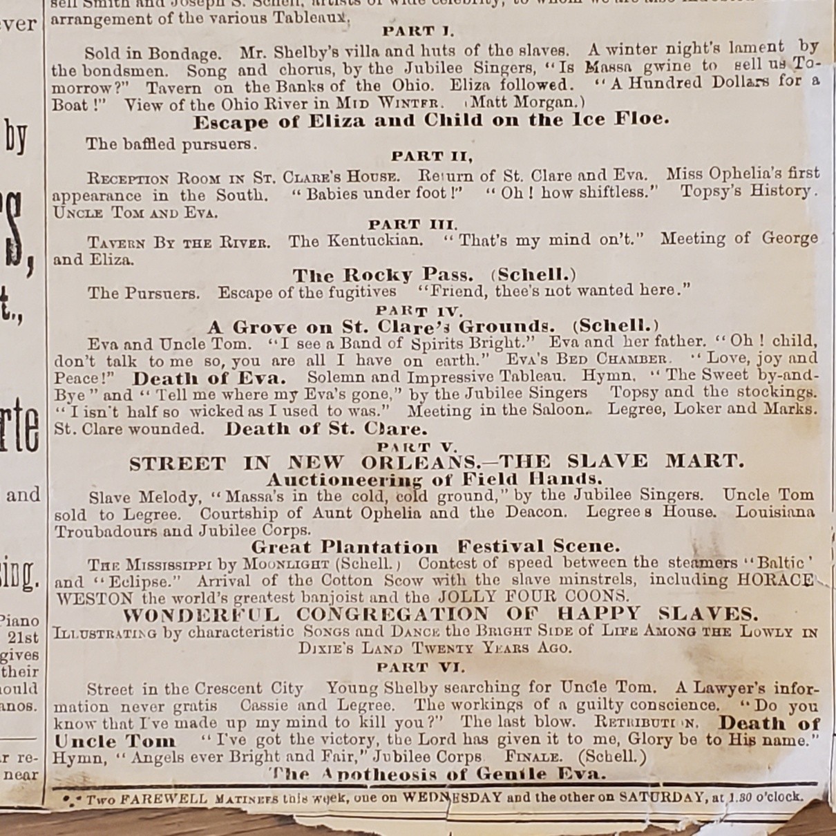 5159----1878 Booth's Theatre program NYC - Uncle Tom's Cabin