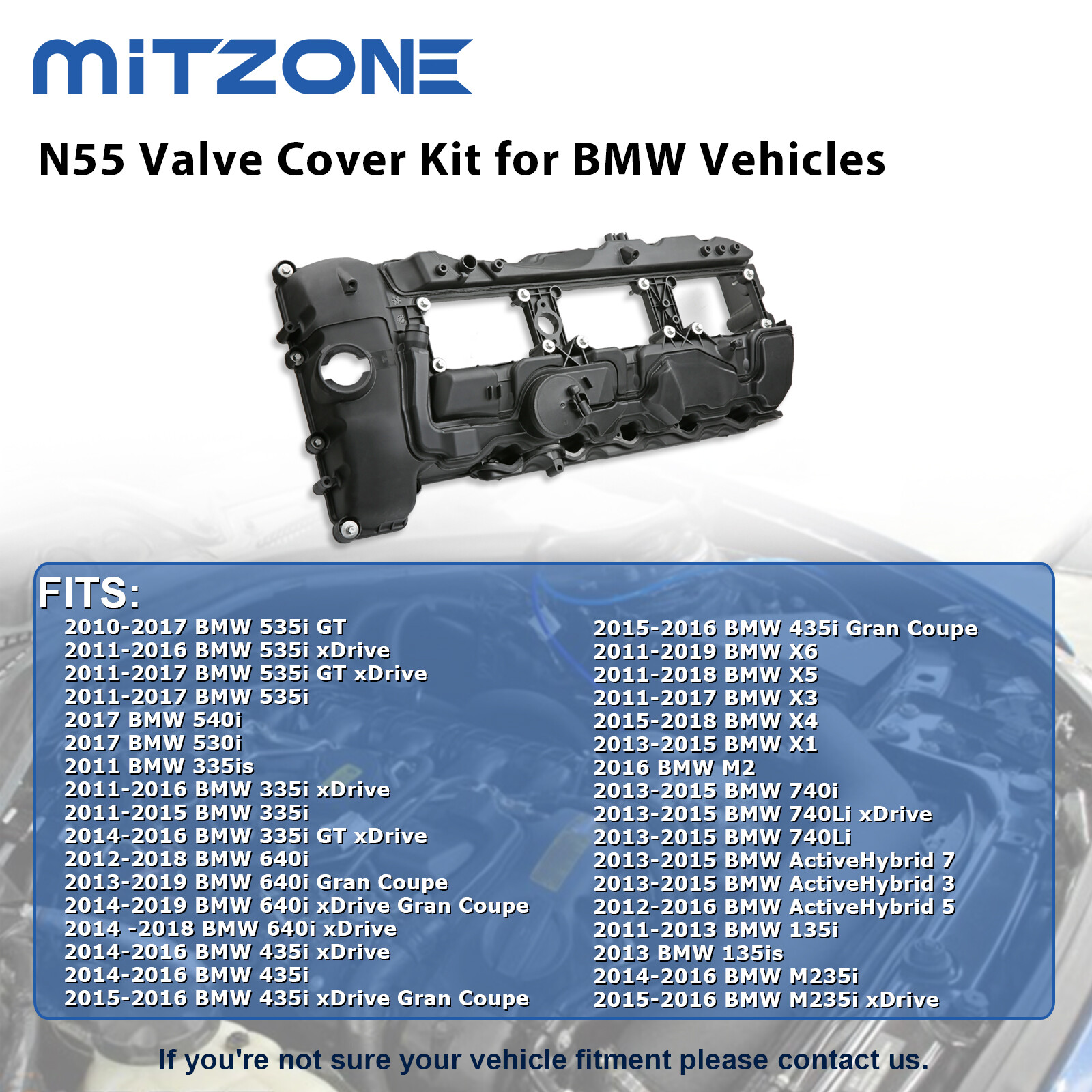 Valve Cover w/ Gasket & Cap for BMW N55 135i 335i 535i 640i 740i X3 X5 X6 3.0L