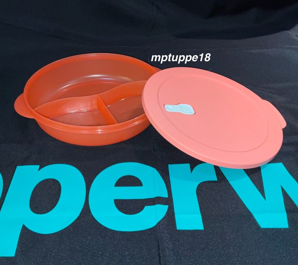 ✅ Brand New Tupperware Crystalwave Divided Dish Microwave-Reheatable~ORANGE*