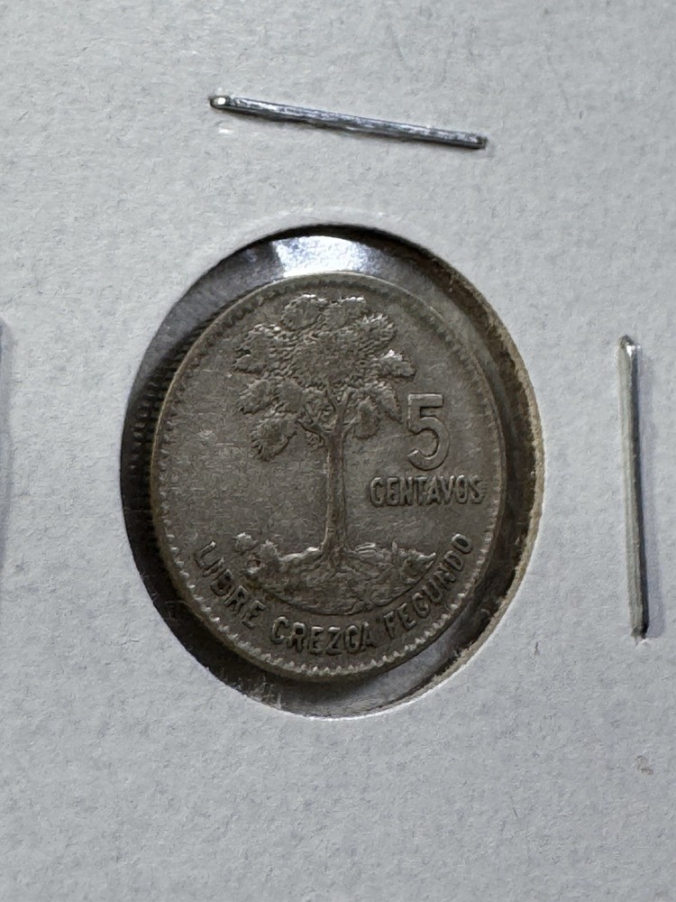 1964 Guatemala 5 Centavos Silver Coin