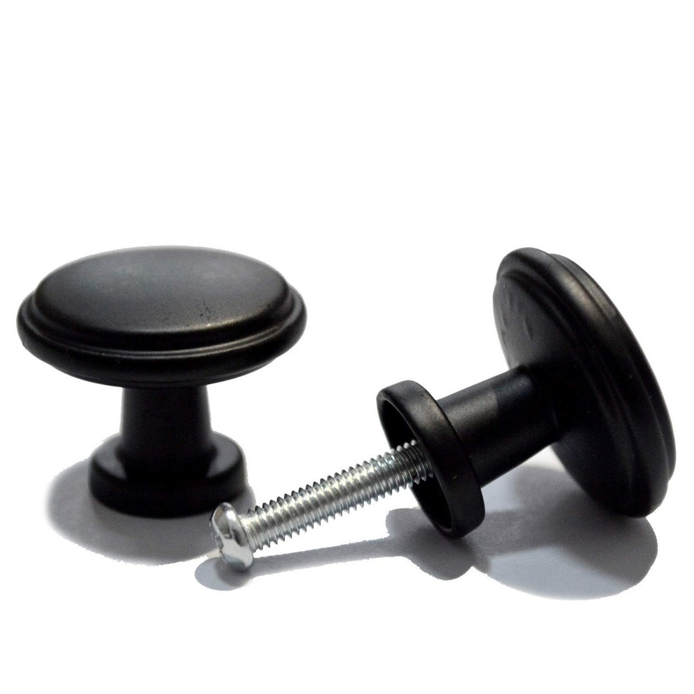 8 Pcs Round Black Knobs Antique Drawer Handles Vintage Decorative Floral Pull...