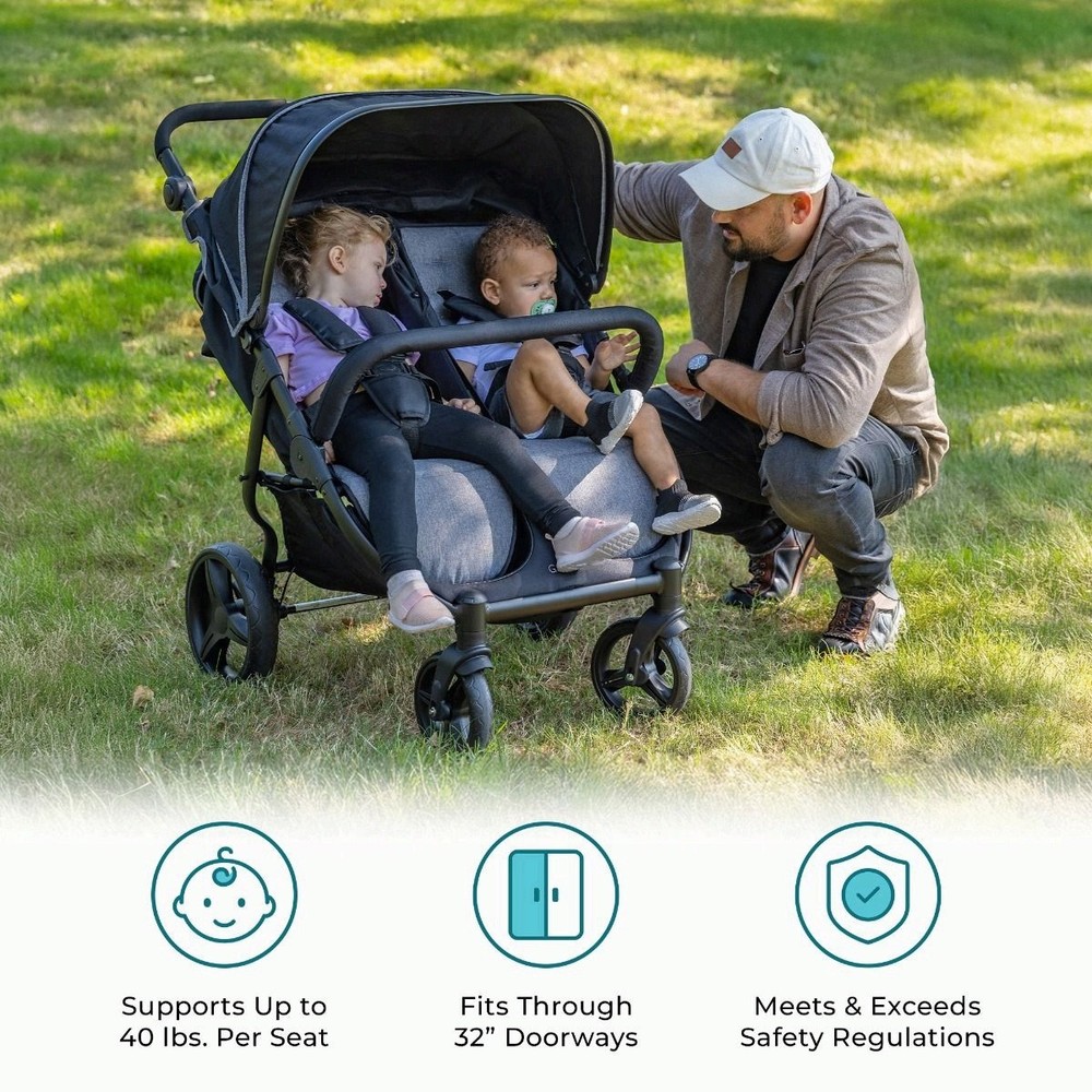 Gaggle Roadster Duo Side-by-Side Double Stroller, Lightweight & Compact