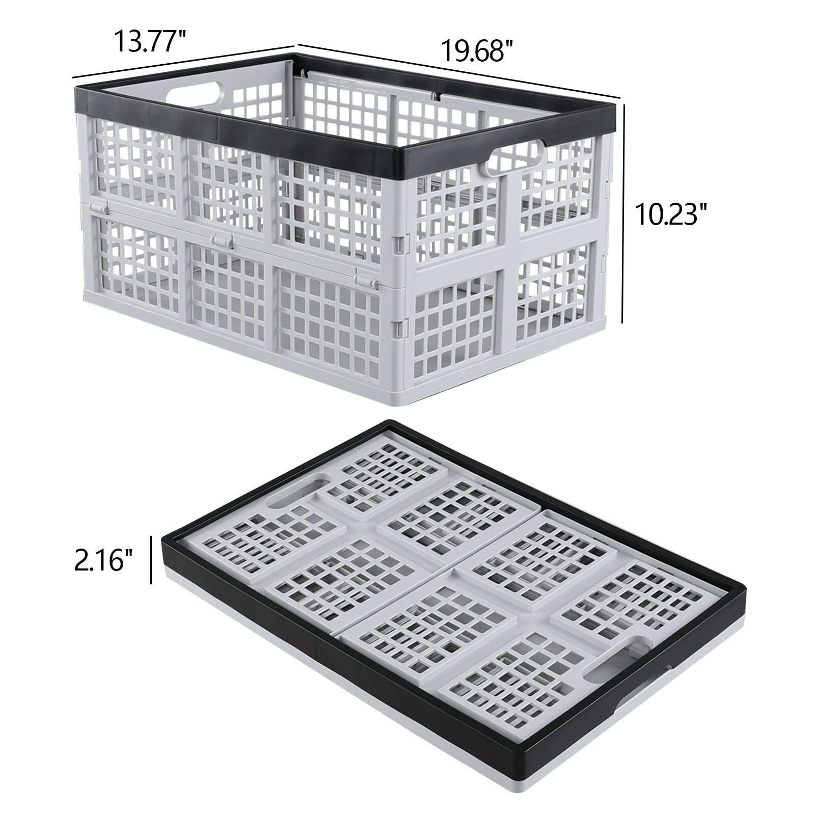 Cand 42 Liter Plastic Folding Stackable Crate, Collapsible Storage Crate, 2 Pack