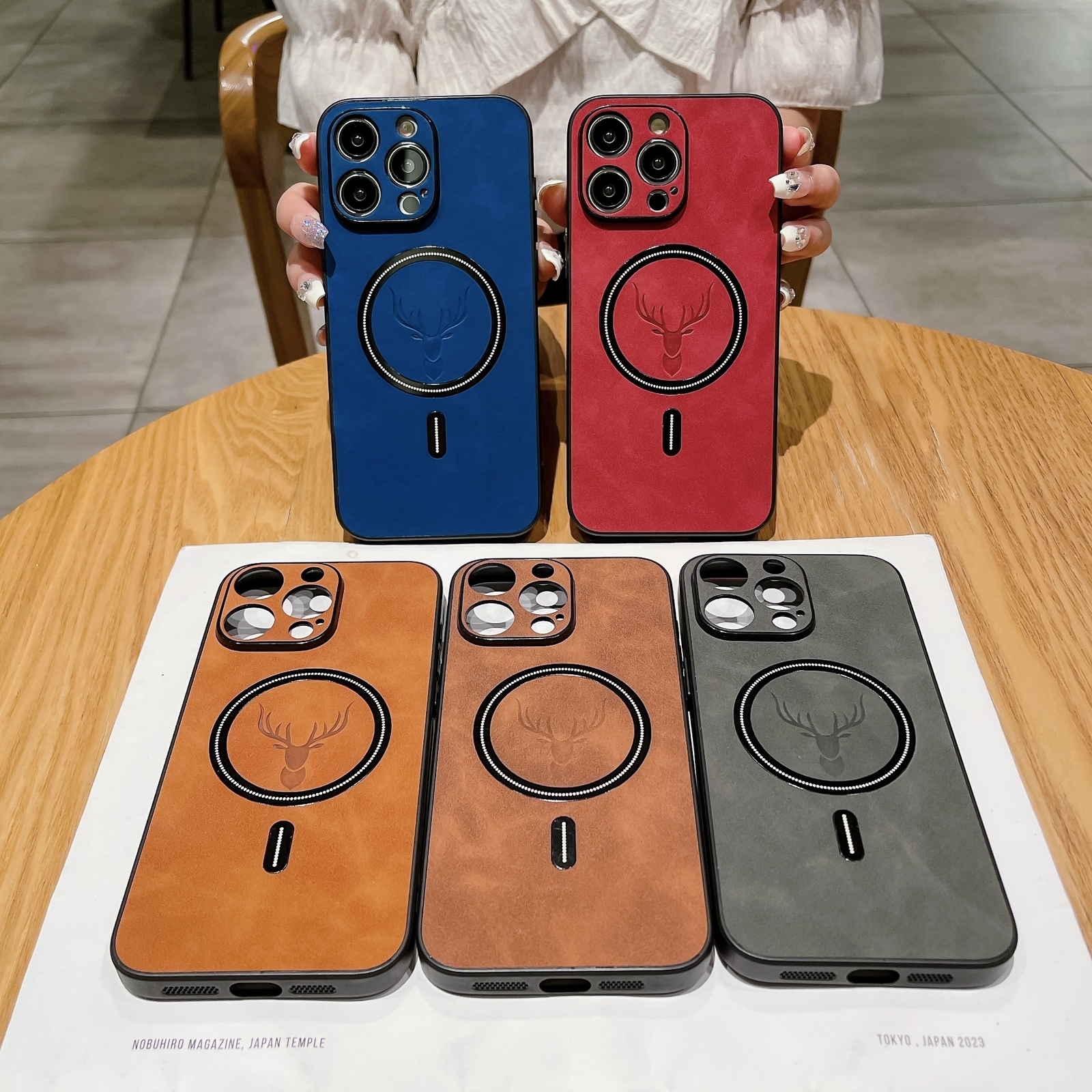 Deer Leather Shockproof MagSafe Case For iPhone 15 14 Plus 13 Pro Max 12 11