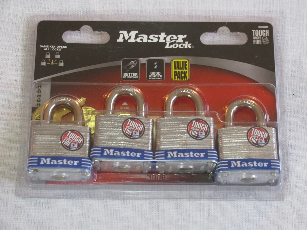 NIP Master 4 pk/Same Key Padlocks 3008D, 2013 rr