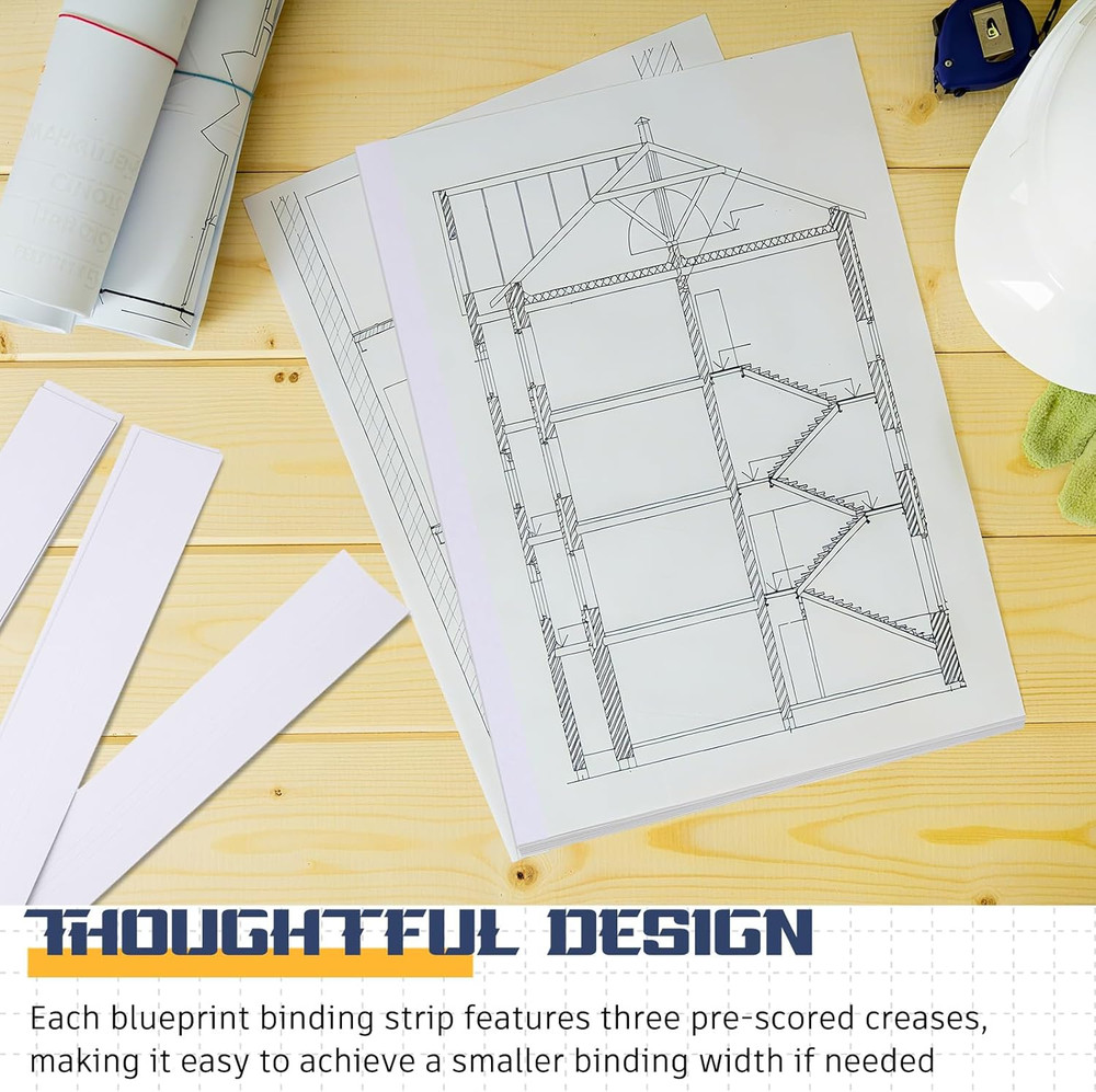 1000 Pcs Blueprint Binding Strips Blank Binding Strips for Blueprint Constructio