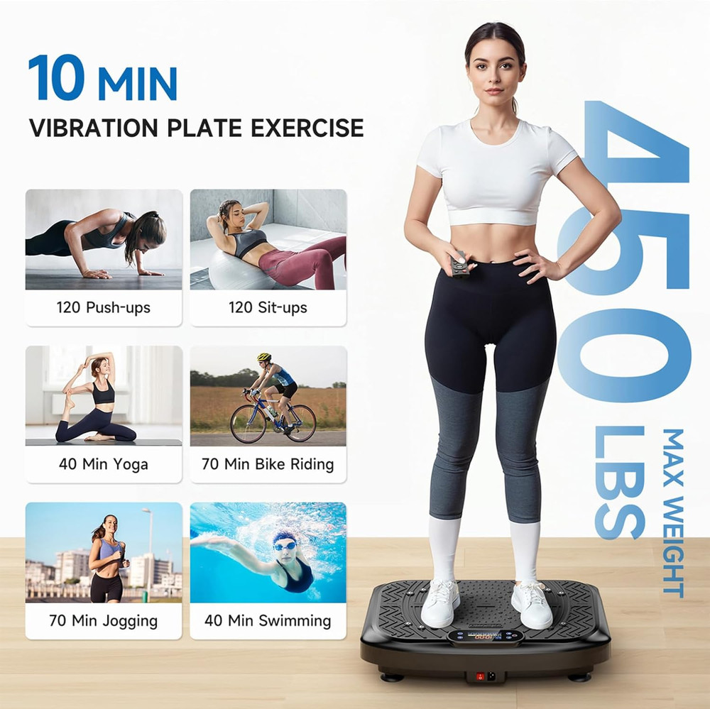 Vibration Plate Exercise Machine, 199 Adjustable Speeds, 450 Lbs Capacity