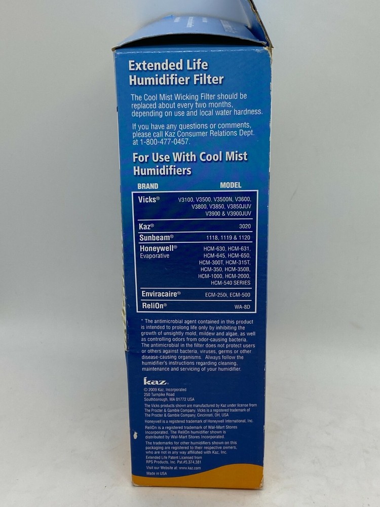 Protec WF2 Extended Life Humidifier Replacement Filter Antimicrobially Treated