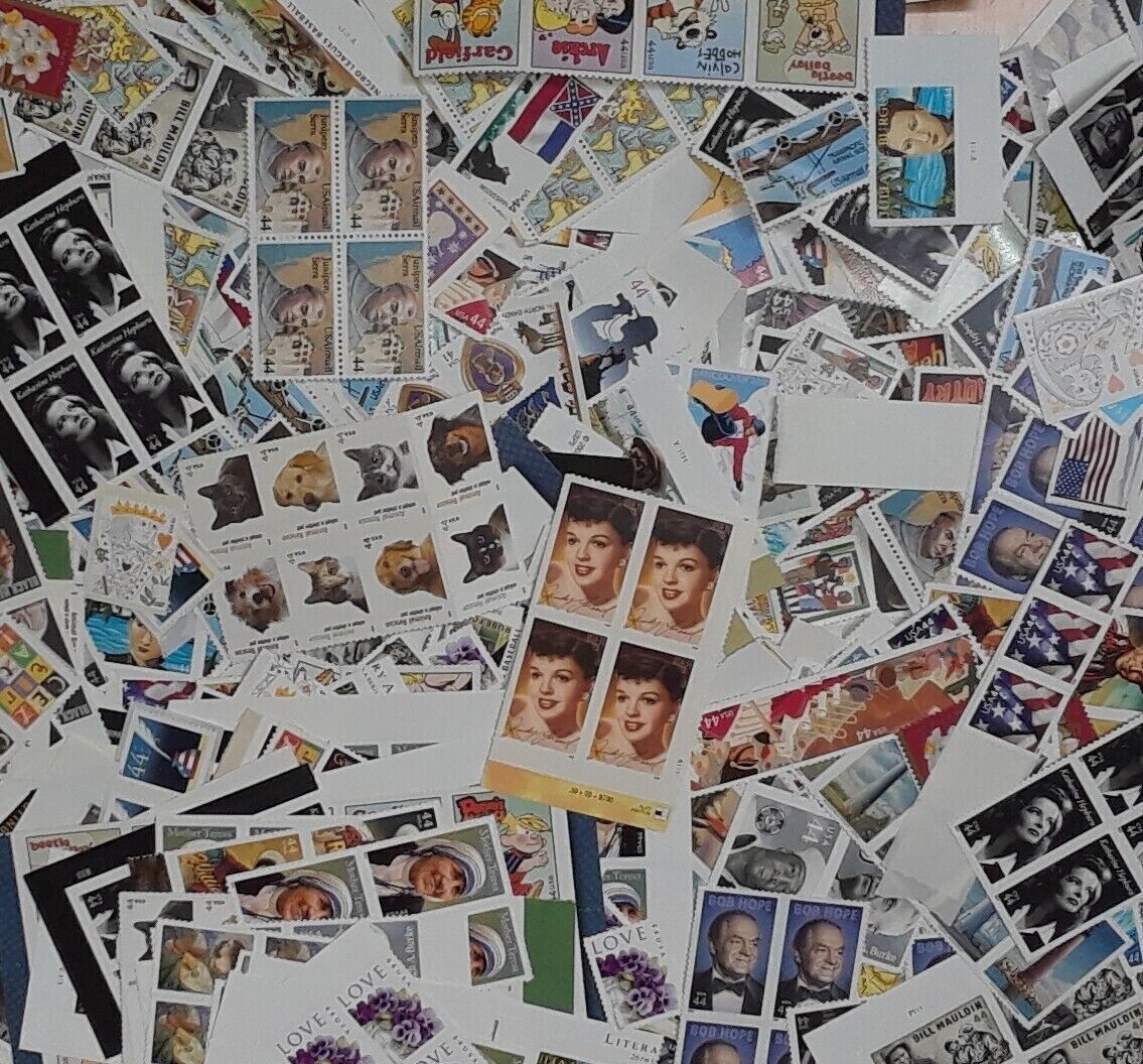 Mixed 50 of New/Usable Multiples, Strips & Singles of 44¢ US Postage Stamps USA