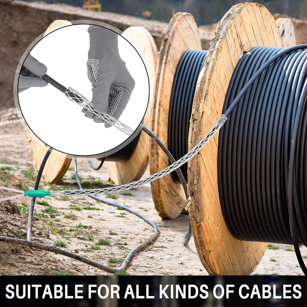 6 Pcs Cable Puller Socks 4-25 mm Cable Pulling Sock Grip Kit Eye Mesh Wire Gr...