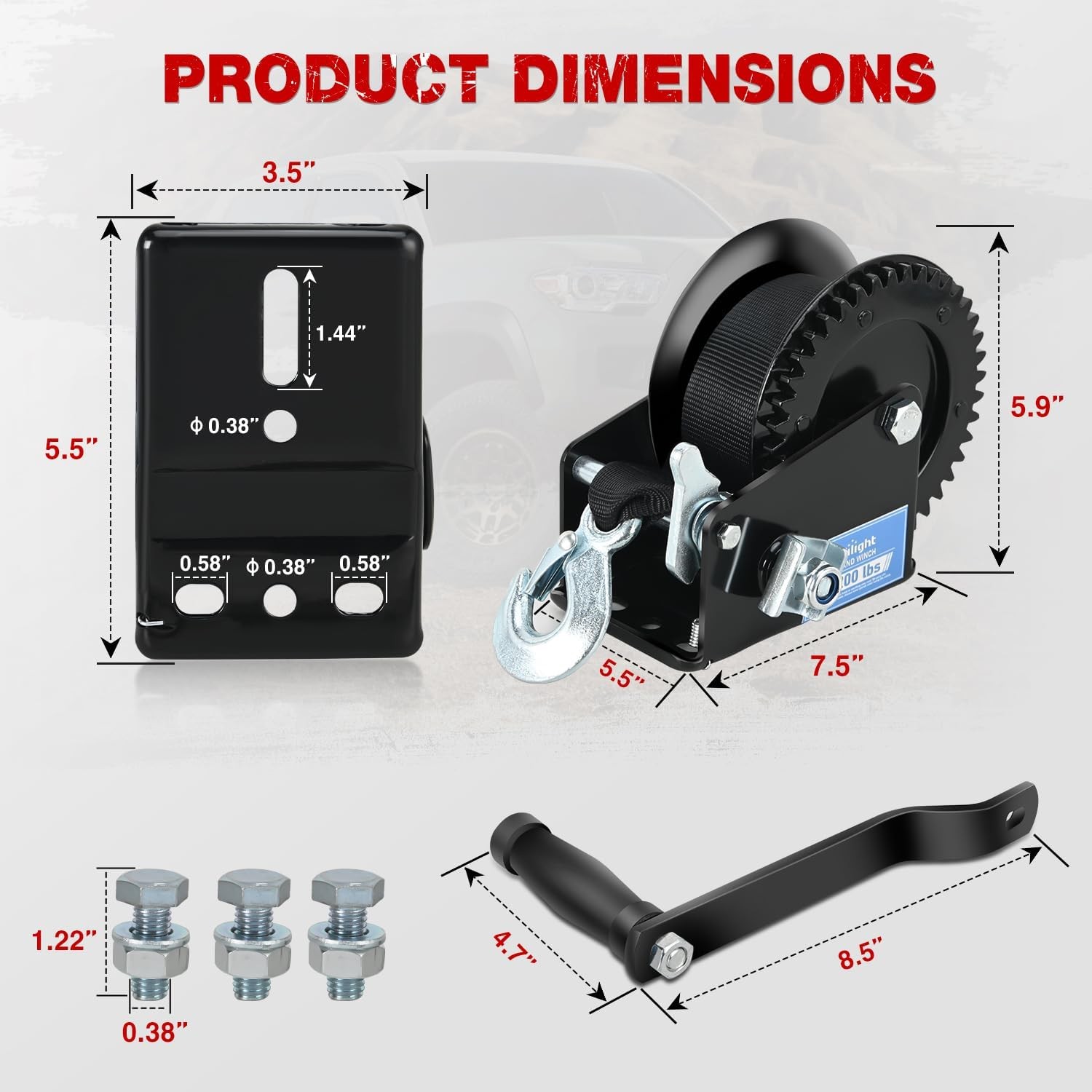 Nilight Boat Trailer Winch 1200 Lbs Hand Crank Winch Heavy Duty Boat Winches