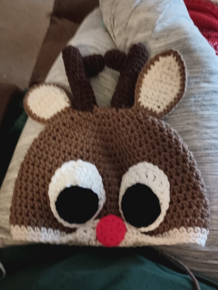 Handmade Crochet Reindeer Hat