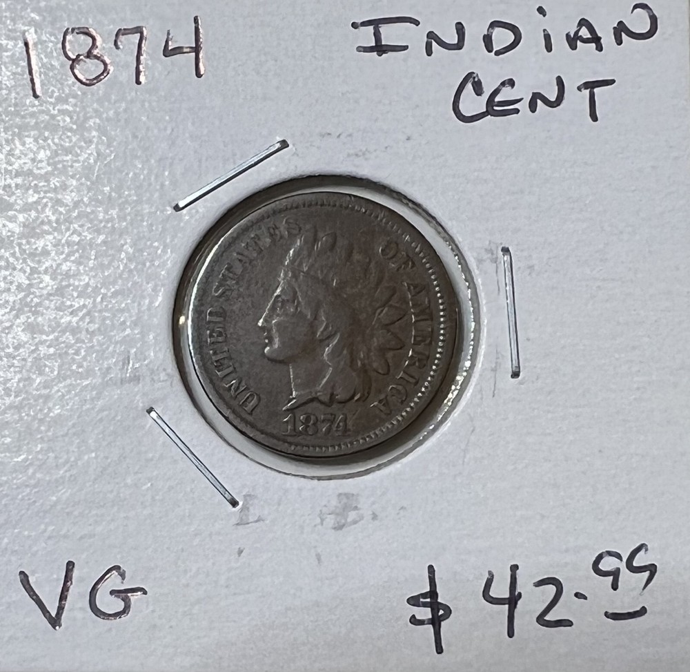 1874 Indian Head One Cent Penny 1C