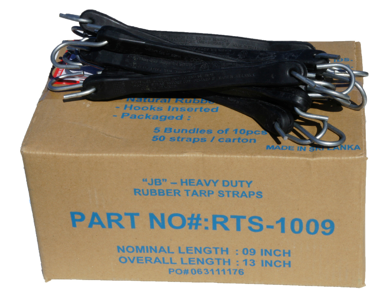 10 Pack 9" JB Heavy Duty NATURAL RUBBER Tarp Straps TARP TIE DOWN Bungee Cords