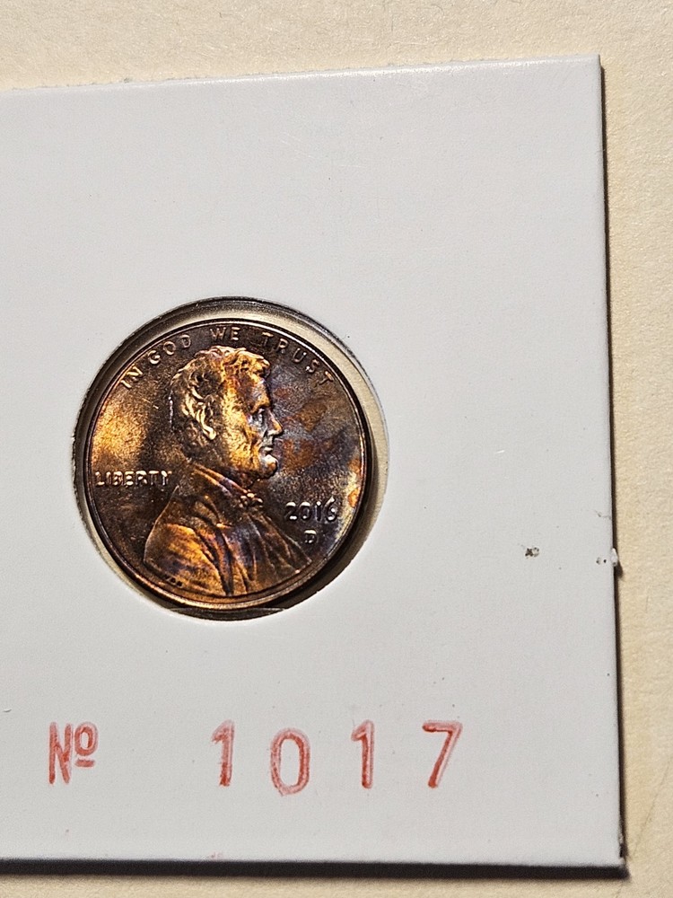 2016 D Lincoln Shield cent- Rainbow Toned- see pics